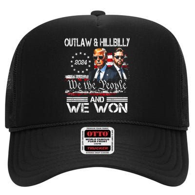 Us Flag Trump Vance We Won Win Inauguration Day 2025 47th President Gift High Crown Mesh Back Trucker Hat