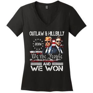 Us Flag Trump Vance We Won Win Inauguration Day 2025 47th President Gift Women's V-Neck T-Shirt