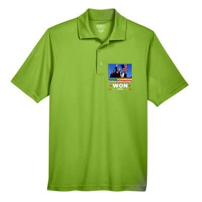 Usa Flag Trump Won 2024 Get Over It 47th Us President Gift Men's Origin Performance Pique Polo