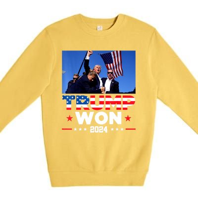 Usa Flag Trump Won 2024 Get Over It 47th Us President Gift Premium Crewneck Sweatshirt