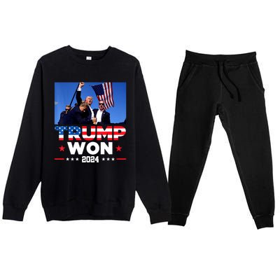 Usa Flag Trump Won 2024 Get Over It 47th Us President Gift Premium Crewneck Sweatsuit Set