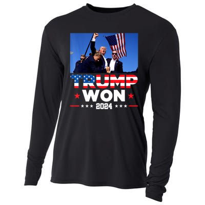 Usa Flag Trump Won 2024 Get Over It 47th Us President Gift Cooling Performance Long Sleeve Crew