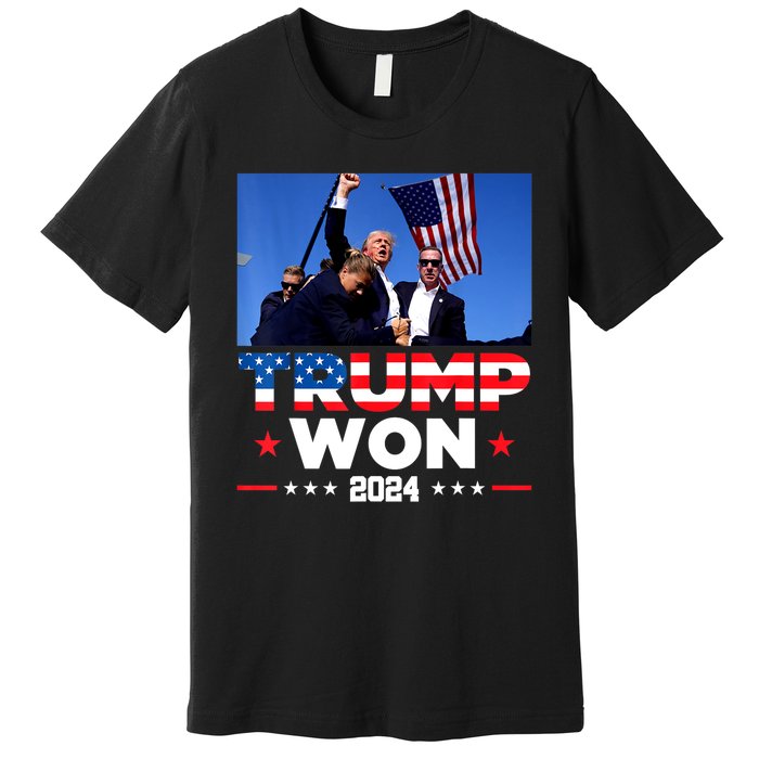 Usa Flag Trump Won 2024 Get Over It 47th Us President Gift Premium T-Shirt