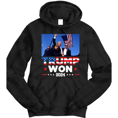 Usa Flag Trump Won 2024 Get Over It 47th Us President Gift Tie Dye Hoodie