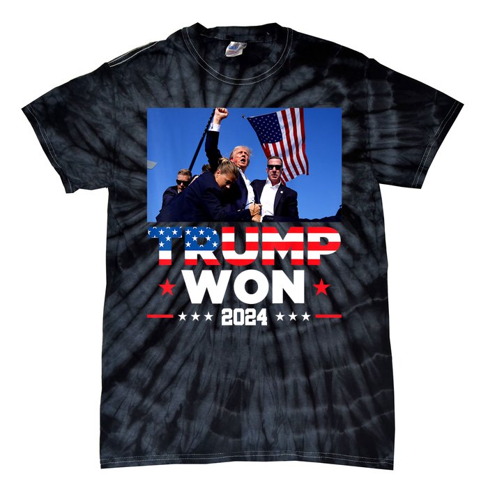 Usa Flag Trump Won 2024 Get Over It 47th Us President Gift Tie-Dye T-Shirt