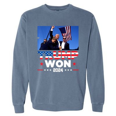 Usa Flag Trump Won 2024 Get Over It 47th Us President Gift Garment-Dyed Sweatshirt