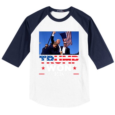 Usa Flag Trump Won 2024 Get Over It 47th Us President Gift Baseball Sleeve Shirt