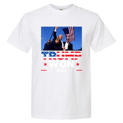 Usa Flag Trump Won 2024 Get Over It 47th Us President Gift Garment-Dyed Heavyweight T-Shirt