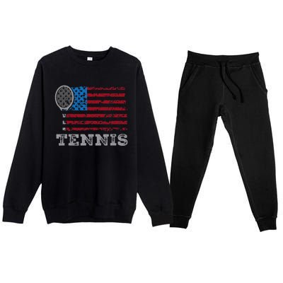 Usa Flag Tennis Us Tennis Lover Team Sport Premium Crewneck Sweatsuit Set