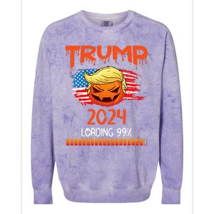 Us Flag Trump Pumpkin Donald Trump 24 Loading 99 President Colorblast Crewneck Sweatshirt