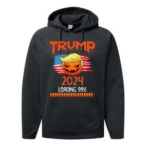 Us Flag Trump Pumpkin Donald Trump 24 Loading 99 President Performance Fleece Hoodie