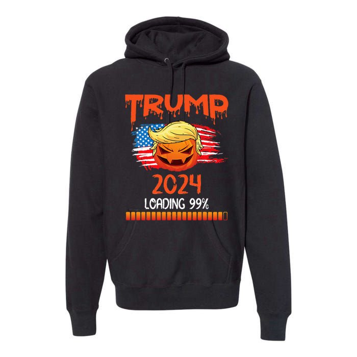 Us Flag Trump Pumpkin Donald Trump 24 Loading 99 President Premium Hoodie