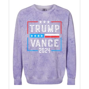 Us Flag Trump Jd Vance 2024 Retro Stripe And Star Trump Vance 2024 Gift Colorblast Crewneck Sweatshirt