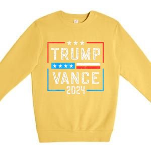 Us Flag Trump Jd Vance 2024 Retro Stripe And Star Trump Vance 2024 Gift Premium Crewneck Sweatshirt