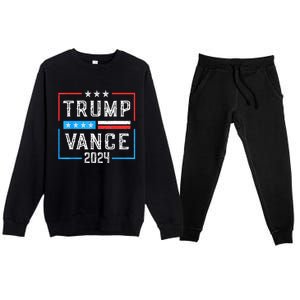 Us Flag Trump Jd Vance 2024 Retro Stripe And Star Trump Vance 2024 Gift Premium Crewneck Sweatsuit Set