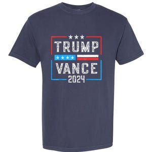 Us Flag Trump Jd Vance 2024 Retro Stripe And Star Trump Vance 2024 Gift Garment-Dyed Heavyweight T-Shirt