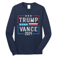 Us Flag Trump Jd Vance 2024 Retro Stripe And Star Trump Vance 2024 Gift Long Sleeve Shirt