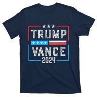 Us Flag Trump Jd Vance 2024 Retro Stripe And Star Trump Vance 2024 Gift T-Shirt