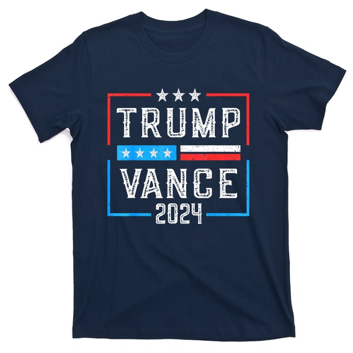 Us Flag Trump Jd Vance 2024 Retro Stripe And Star Trump Vance 2024 Gift T-Shirt