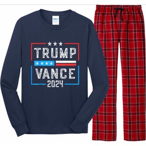 Us Flag Trump Jd Vance 2024 Retro Stripe And Star Trump Vance 2024 Gift Long Sleeve Pajama Set