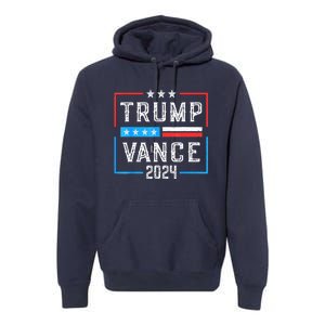 Us Flag Trump Jd Vance 2024 Retro Stripe And Star Trump Vance 2024 Gift Premium Hoodie