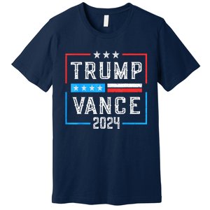 Us Flag Trump Jd Vance 2024 Retro Stripe And Star Trump Vance 2024 Gift Premium T-Shirt