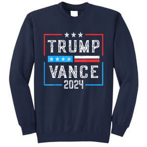 Us Flag Trump Jd Vance 2024 Retro Stripe And Star Trump Vance 2024 Gift Tall Sweatshirt