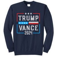 Us Flag Trump Jd Vance 2024 Retro Stripe And Star Trump Vance 2024 Gift Tall Sweatshirt