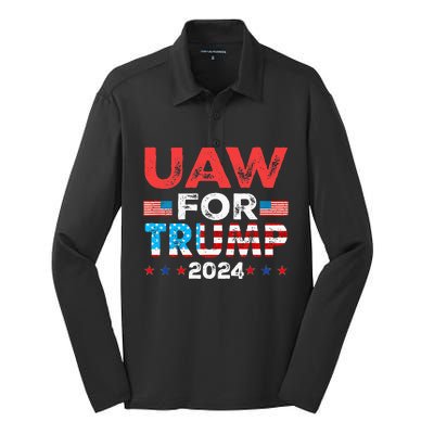 Uaw For Trump 2024 United Auto Workers Silk Touch Performance Long Sleeve Polo