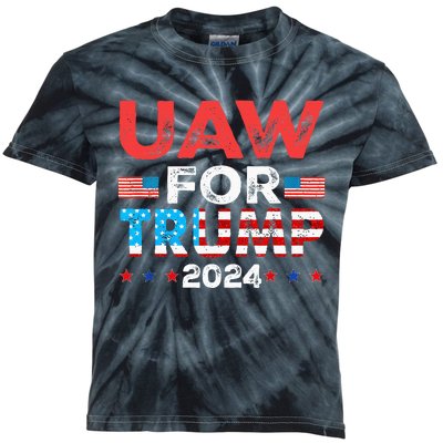 Uaw For Trump 2024 United Auto Workers Kids Tie-Dye T-Shirt