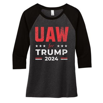 Uaw For Trump 2024 United Auto Workers Women's Tri-Blend 3/4-Sleeve Raglan Shirt