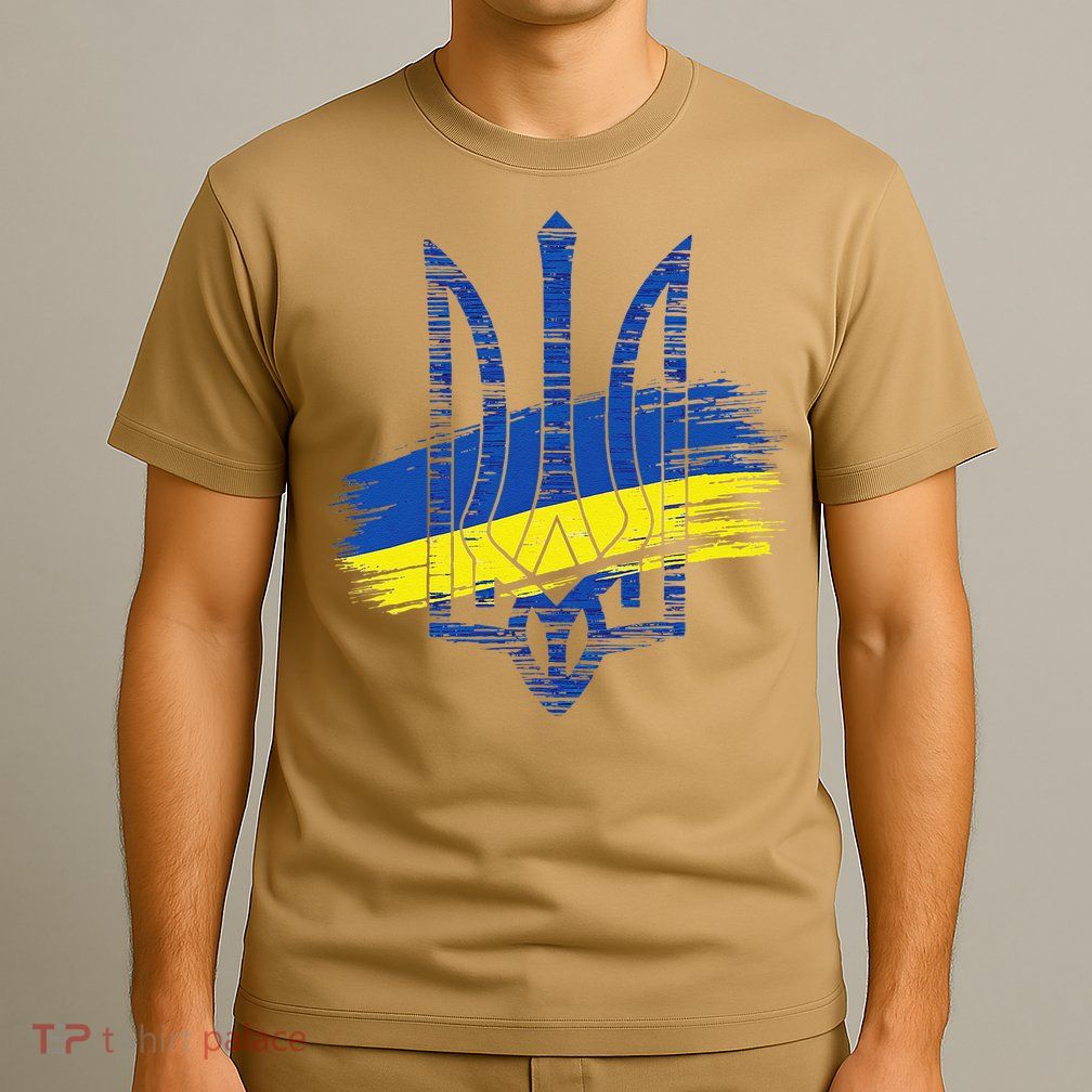 Ukraine Flag Trident Patriotic Ukrainian Heritage Graphic T-Shirt