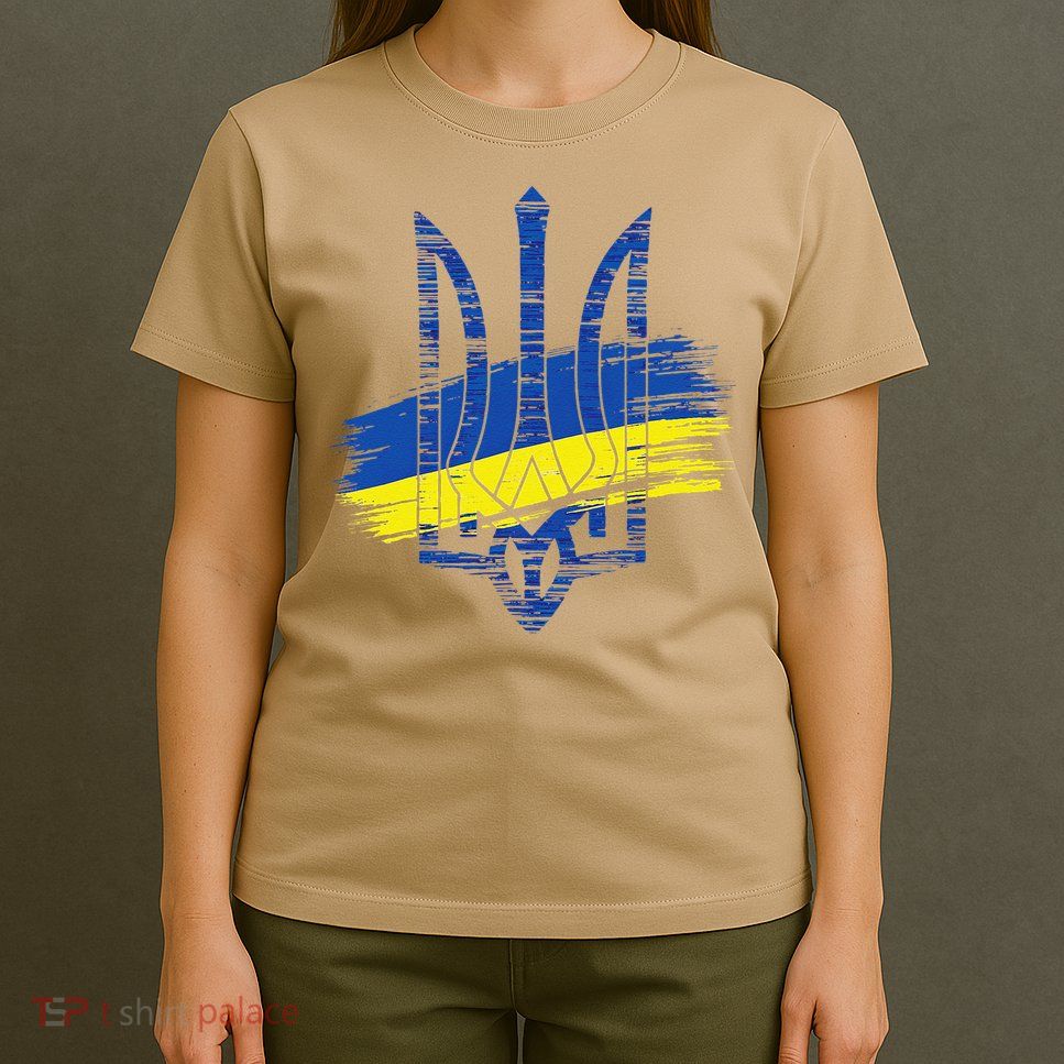 Ukraine Flag Trident Patriotic Ukrainian Heritage Graphic T-Shirt