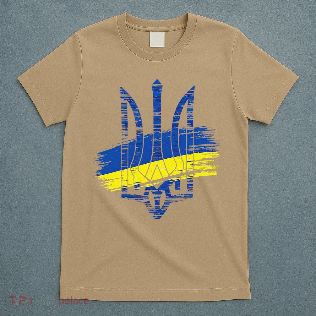 Ukraine Flag Trident Patriotic Ukrainian Heritage Graphic T-Shirt
