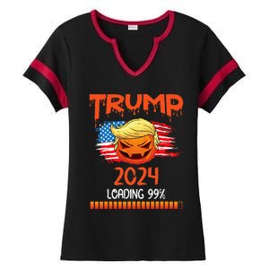 Us Flag Trump Pumpkin Donald Trump 24 Loading 99 President Ladies Halftime Notch Neck Tee