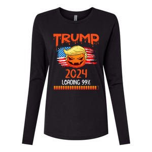 Us Flag Trump Pumpkin Donald Trump 24 Loading 99 President Womens Cotton Relaxed Long Sleeve T-Shirt