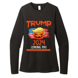 Us Flag Trump Pumpkin Donald Trump 24 Loading 99 President Womens CVC Long Sleeve Shirt