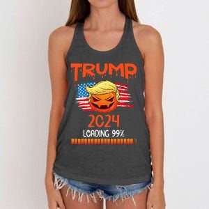 Us Flag Trump Pumpkin Donald Trump 24 Loading 99 President Women's Knotted Racerback Tank