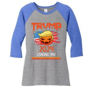 Us Flag Trump Pumpkin Donald Trump 24 Loading 99 President Women's Tri-Blend 3/4-Sleeve Raglan Shirt