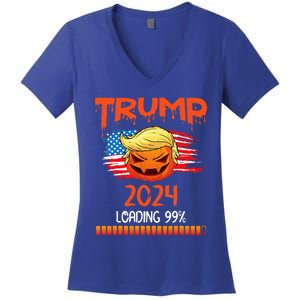 Us Flag Trump Pumpkin Donald Trump 24 Loading 99 President Women's V-Neck T-Shirt