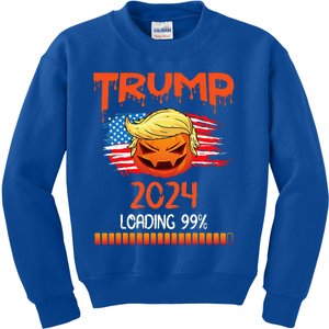 Us Flag Trump Pumpkin Donald Trump 24 Loading 99 President Kids Sweatshirt