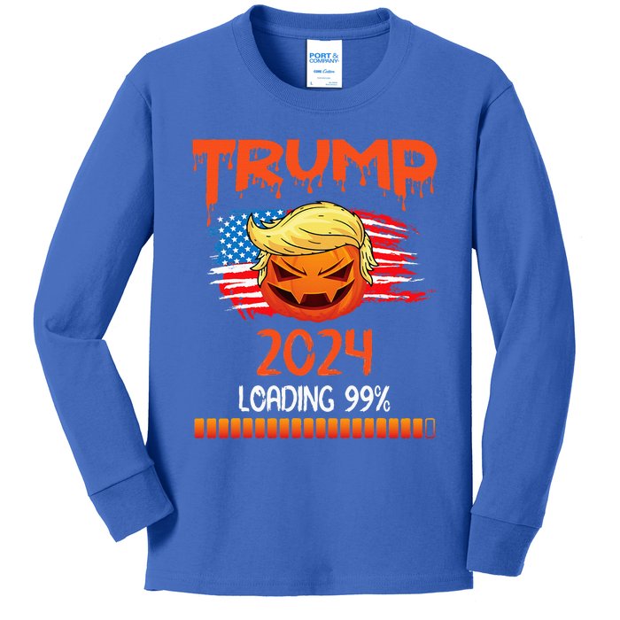 Us Flag Trump Pumpkin Donald Trump 24 Loading 99 President Kids Long Sleeve Shirt