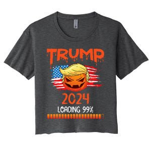 Us Flag Trump Pumpkin Donald Trump 24 Loading 99 President Women's Crop Top Tee