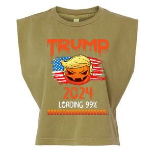 Us Flag Trump Pumpkin Donald Trump 24 Loading 99 President Garment-Dyed Women's Muscle Tee