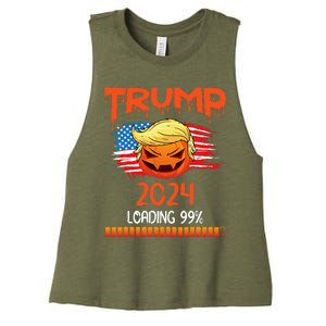 Us Flag Trump Pumpkin Donald Trump 24 Loading 99 President Women's Racerback Cropped Tank