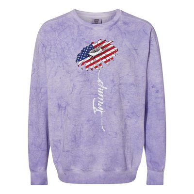 Us Flag Trump Sunflower Lovers American Colorblast Crewneck Sweatshirt