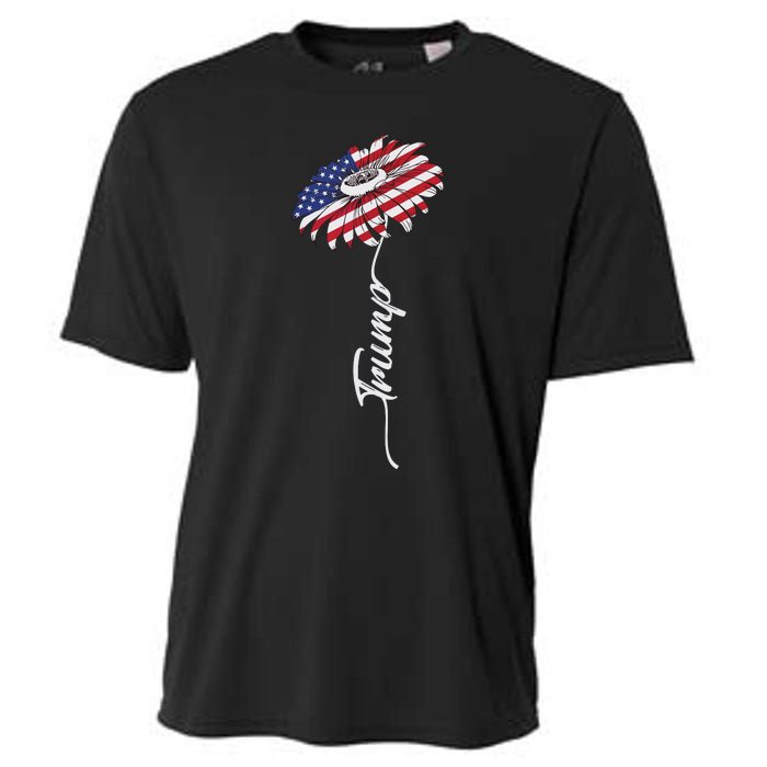 Us Flag Trump Sunflower Lovers American Cooling Performance Crew T-Shirt