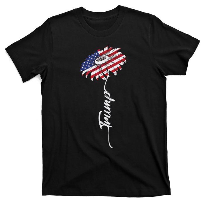 Us Flag Trump Sunflower Lovers American T-Shirt