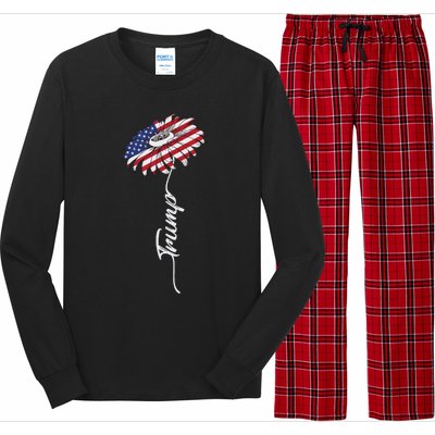 Us Flag Trump Sunflower Lovers American Long Sleeve Pajama Set