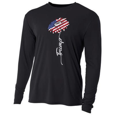 Us Flag Trump Sunflower Lovers American Cooling Performance Long Sleeve Crew